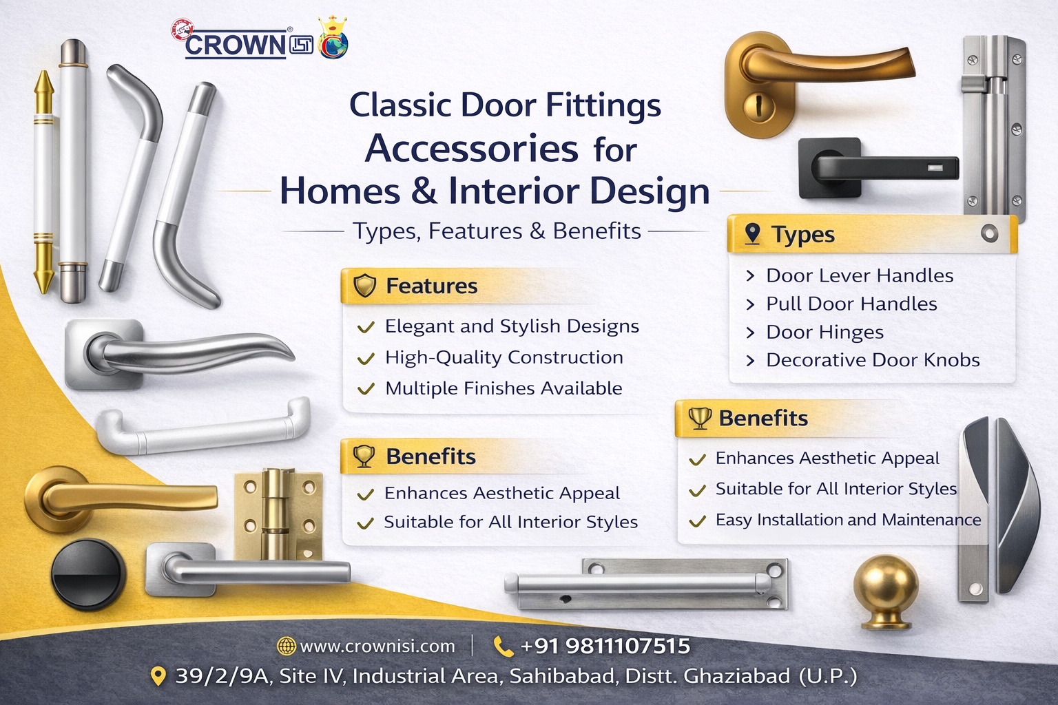 Classic Door Fittings Accessories for Homes & Interior Design: Types, Features & Benefits