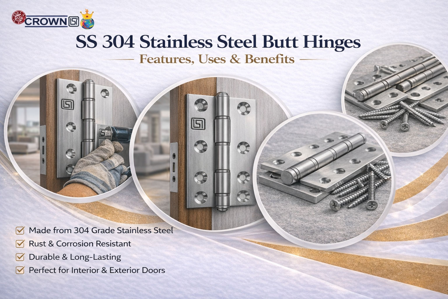 SS 304 Stainless Steel Butt Hinges: Features, Uses & Benefits