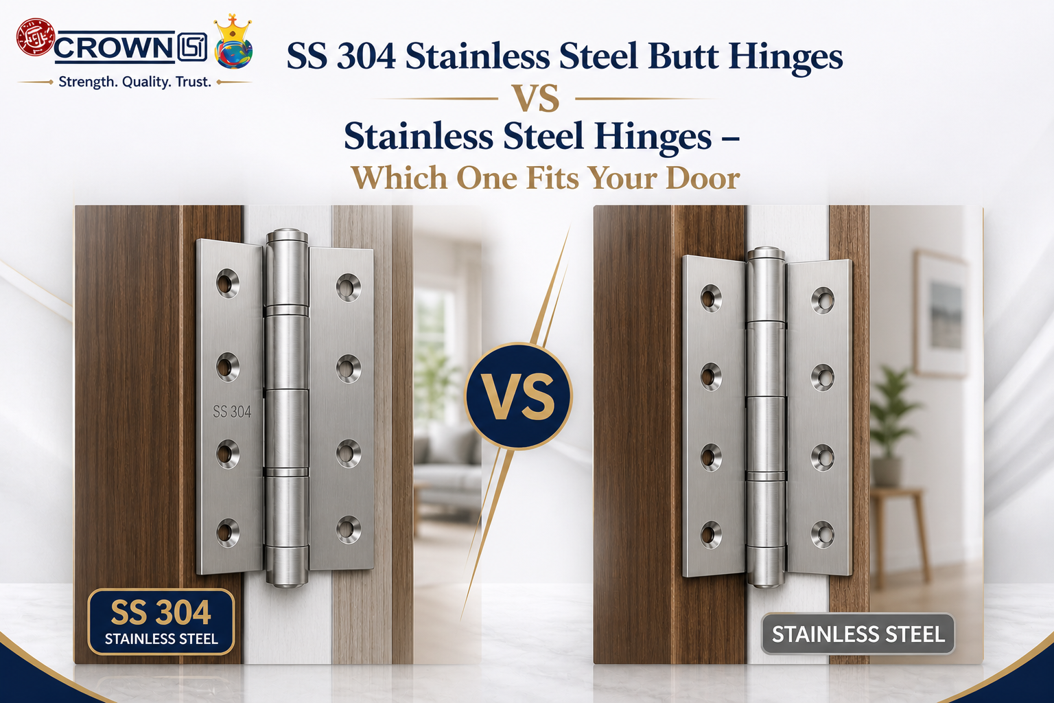 SS 304 Stainless Steel Butt Hinges vs Stainless Steel Hinges – Which One Fits Your Door?