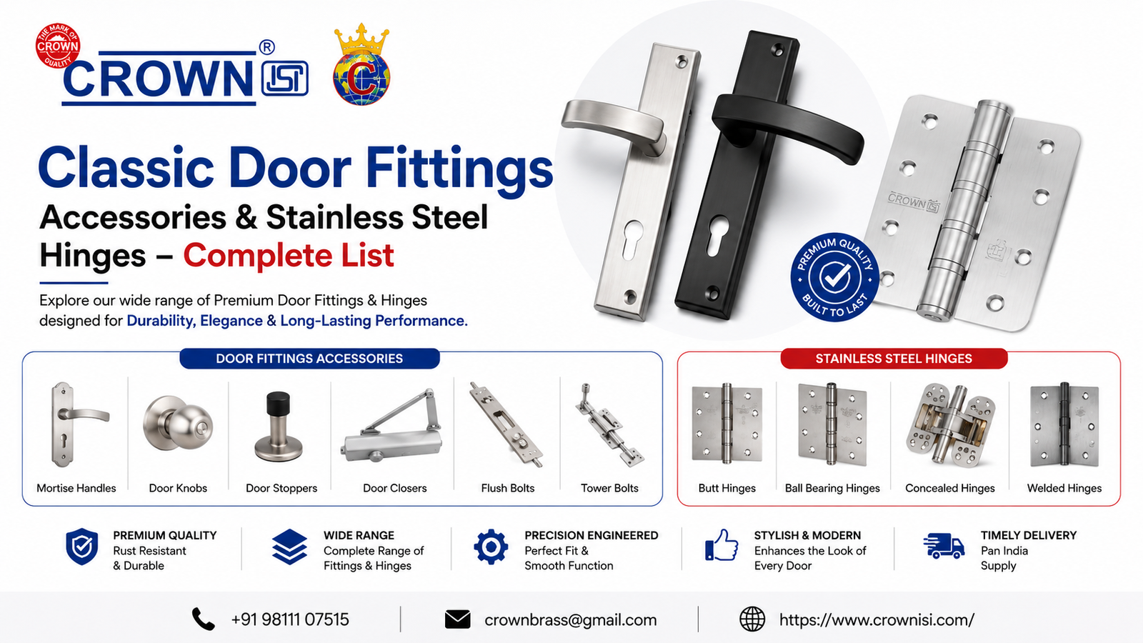Classic Door Fittings Accessories & Stainless Steel Hinges – Complete List